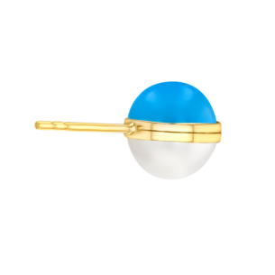 Kiku Glow Sphere Earrings In 18K Yellow Gold With Moonstone and Turquoise Stones