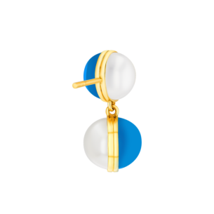 Kiku Glow Sphere Earrings In 18K Yellow Gold With Moonstone and Turquoise Stones