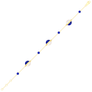 Kiku Glow Sphere Bracelet In 18K Yellow Gold With Moonstone and Lapis Lazuli Stones