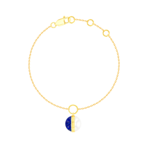 Kiku Glow Sphere Bracelet In 18K Yellow Gold With Moonstone and Lapis Lazuli Stone