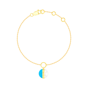 Kiku Glow Sphere Bracelet In 18K Yellow Gold With Moonstone and Turquoise Stone