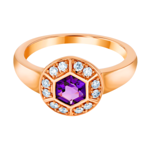 Kanzi Ring in 18K Rose Gold and studded with Purple Amethyst