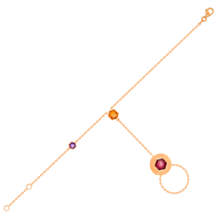 Kanzi Panja in 18K Rose Gold and studded with Raspberry Rhodolite Orange Citrine,
and Purple Amethyst