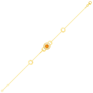 Kanzi Bracelet In 18K Yellow Gold And Studded With Orange Citrine And Diamond