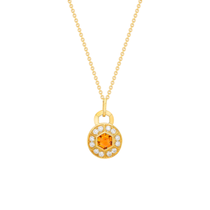 Kanzi Necklace In 18K Yellow Gold And Studded With Orange Citrine And Diamond