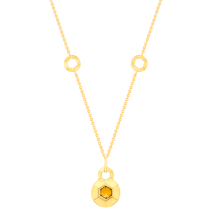 Kanzi Necklace In 18K Yellow Gold And Studded With Orange Citrine And Diamond