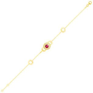 Kanzi Bracelet In 18K Yellow Gold And Studded With Raspberry Rhodolite And Diamond