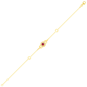 Kanzi Bracelet In 18K Yellow Gold And Studded With Pink Tourmaline And Diamond