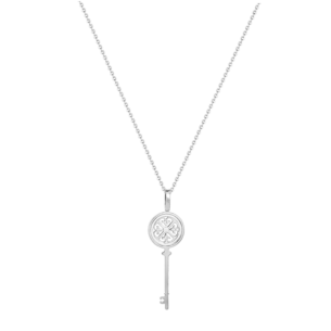 Lace Key 18k White Gold Diamond Necklace
