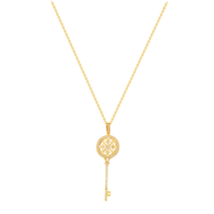 Lace Key 18k Yellow Gold Diamond Necklace