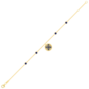 Lace Petite Yellow Gold Diamond Bracelet with Lapis Lazuli