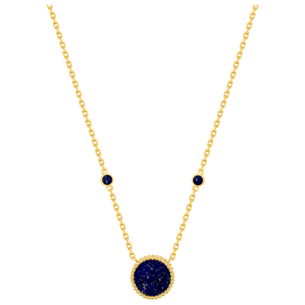 Lace Petite Yellow Gold Diamond Necklace with Lapis Lazuli