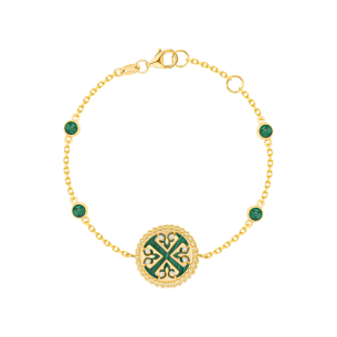 Lace Petite Yellow Gold Diamond Bracelet with Malachite