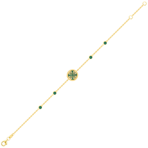 Lace Petite Yellow Gold Diamond Bracelet with Malachite
