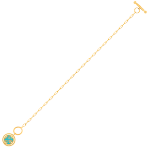 Lace Link Chain Single Turquiose Charm and T-Bar Closure 