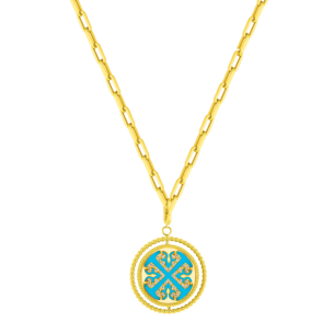 Lace Large Link Chain Single Turquiose medallion