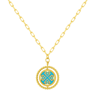 Lace Link Chain Single Turquiose medallion