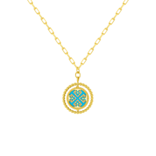 Lace Link Chain Single Turquiose medallion