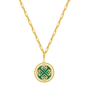 Lace Large Link Chain Malachite Single medallion