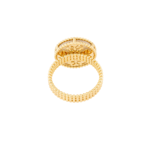 Lace White Mother of Pearl Diamond Ring in 18K Yellow Gold