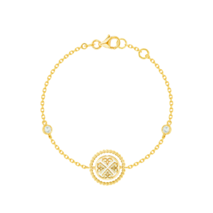 Lace Lustrous 18k Yellow Gold Bracelet with Diamond and Mother of Pearl