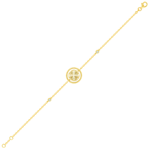 Lace Lustrous 18k Yellow Gold Bracelet with Diamond and Mother of Pearl