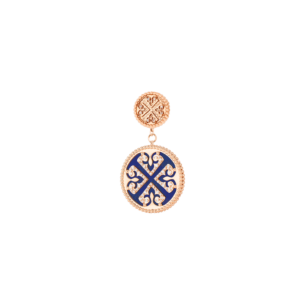 Lace Double Medallion Earrings in 18K Rose Gold With Lapiz Lazuli And Diamonds