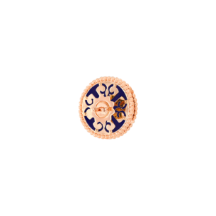 Lace Single Medallion Earrings in 18K Rose Gold With Lapiz Lazuli And Diamonds