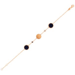 Lace Triple Medallion Bracelet in 18K Rose Gold With Lapiz Lazuli and Blue Sapphire And Diamonds