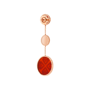 Lace Triple Medallion Earrings in 18K Rose Gold With Red Carnelian And Diamonds