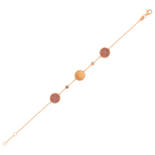 Lace Triple Medallion Bracelet in 18K Rose Gold With Pink Opal, Pink Sapphire And Diamonds