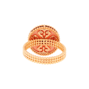 خاتم لايس من الذهب الوردي عيار 18 قيراط بميدالية واحدة مع  حجر الأوبال والألماس