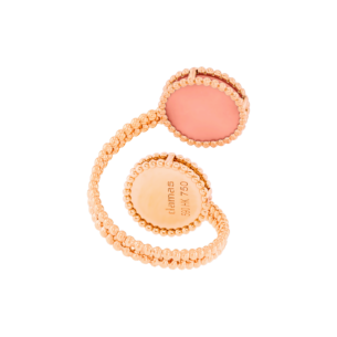 Lace Double Medallion Open Ring in 18K Rose Gold With Pink Opal And Diamonds