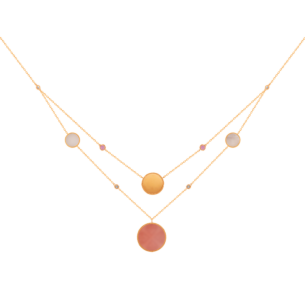 Lace Two-Layered Necklace in 18K Rose Gold Including Four Medallions With Pink Opal, Pink Sapphire, White MOP And Diamonds