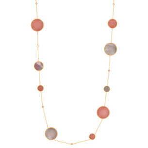 Lace Necklace in 18K Rose Gold Including Nine Medallions With Pink Opal, Pink Sapphire, White MOP And Diamonds