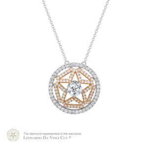 Leonardo Da Vinci Cut Diamond Pendant Chain 18K Rose & White Gold 