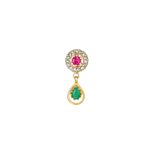 Legacy Diamond, Ruby & Emerald Necklace & Earring in 22K Gold