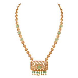 Legacy Diamond & Emerald Necklace & Earring in 22K Gold