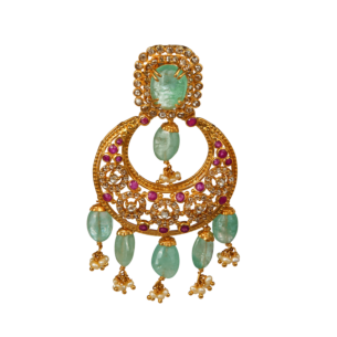 Legacy Diamond & Emerald Necklace & Earring in 22K Gold