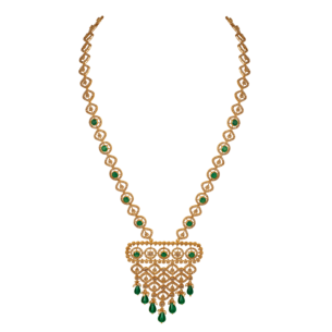 Legacy Diamond & Green Onyx  Necklace & Earring in 22K Gold