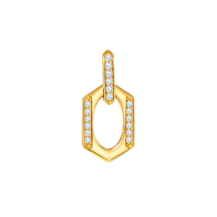 Links Drop Earring Single Diamond Motif in 18K Yellow Gold 