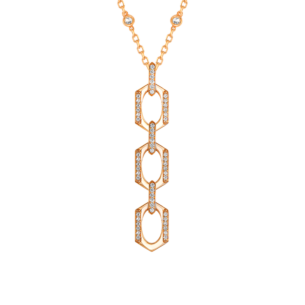 Links Pendant Chain Necklace in 18K Rose Gold With Diamonds