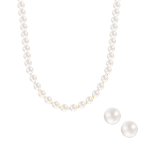 Mother's Day Kiku Pearl Necklace and Earrings Set