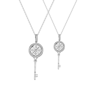 Mother Daughter Lace 2 Necklace Set Small & Medium in 18K White Gold 