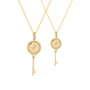 Mother Daughter Lace 2 Necklace Set Small & Medium In 18K Yellow Gold 