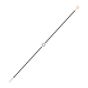 Mangalsutra Bracelet with Diamonds and Black beads