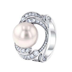 Orana Wave Australian Pearl & Diamond ring in 18K  gold
