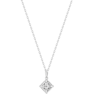 OneSixEight Square Shaped Diamond Pendant Chain 18K White Gold
