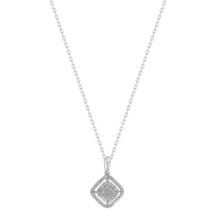 OneSixEight Cushion Diamond Pendant Chain 18K White Gold