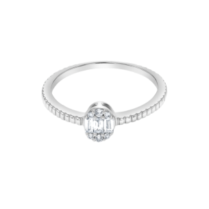 OneSixEight Oval Shaped Diamond Ring Eternity Band 18K White Gold